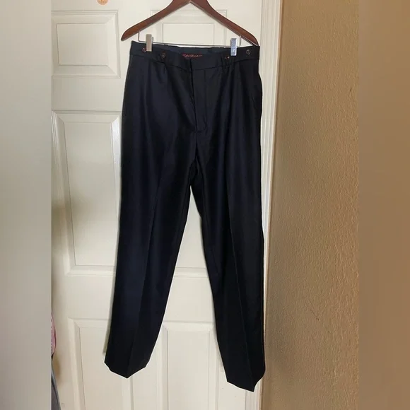 Ralph Lauren Men's Black Classic-Fit Wool Trousers Pants 35W 34L - Picture 9 of 13